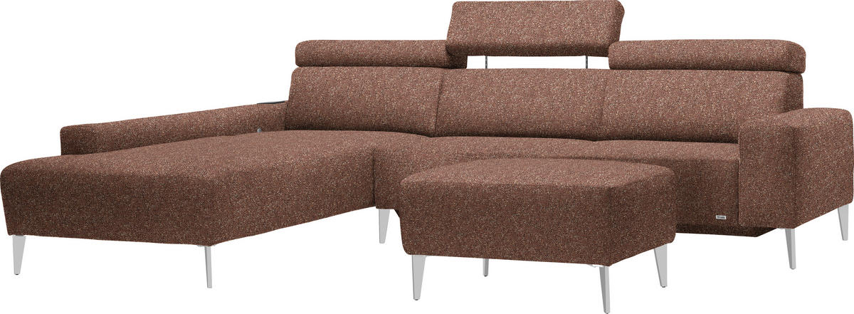 ECKSOFA  in Mikrovelours Terracotta  205/288 cm  - Terracotta/Alufarben, Design, Textil (205/288cm) - Sedda