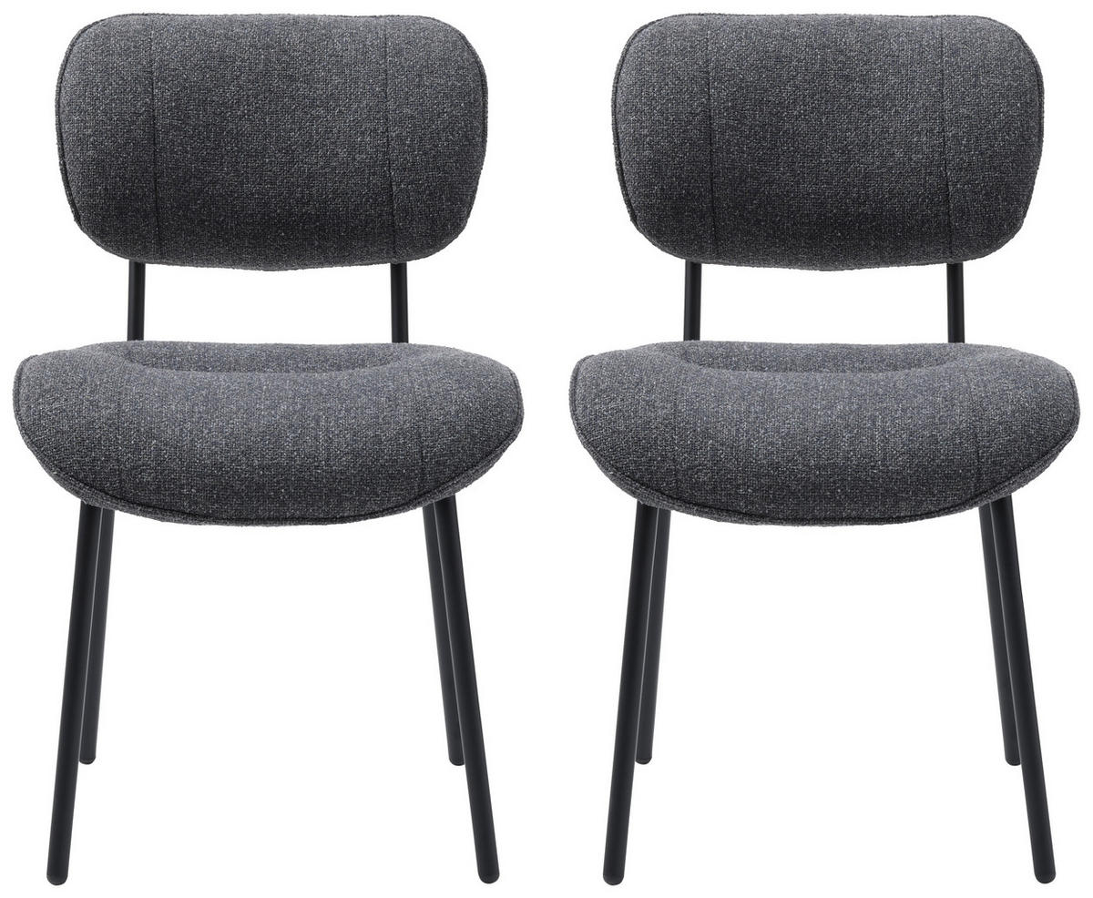 STUHL-SET 2 Stück  in Bouclé Textil  - Grau, MODERN, Textil/Metall (50/98/50cm) - Livetastic