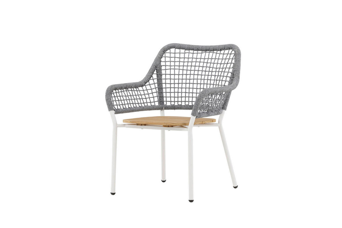 LOUNGEFÅTÖLJ  - vit/grå, Modern, metall/trä (59/88/55cm) - Gardenson