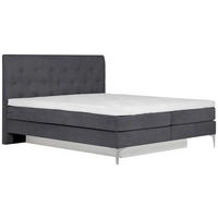 BOXSPRINGBETT 160/200 cm  in Dunkelgrau  - Chromfarben/Dunkelgrau, Design, Textil/Metall (160/200cm) - Welnova
