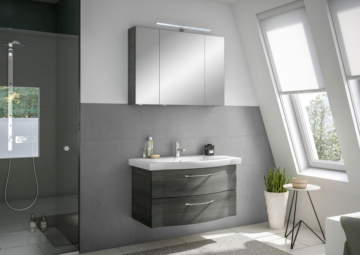 BADEZIMMER 3-teilig  in 98 cm  - Chromfarben/Graphitfarben, KONVENTIONELL, Glas/Keramik (98cm) - Pelipal