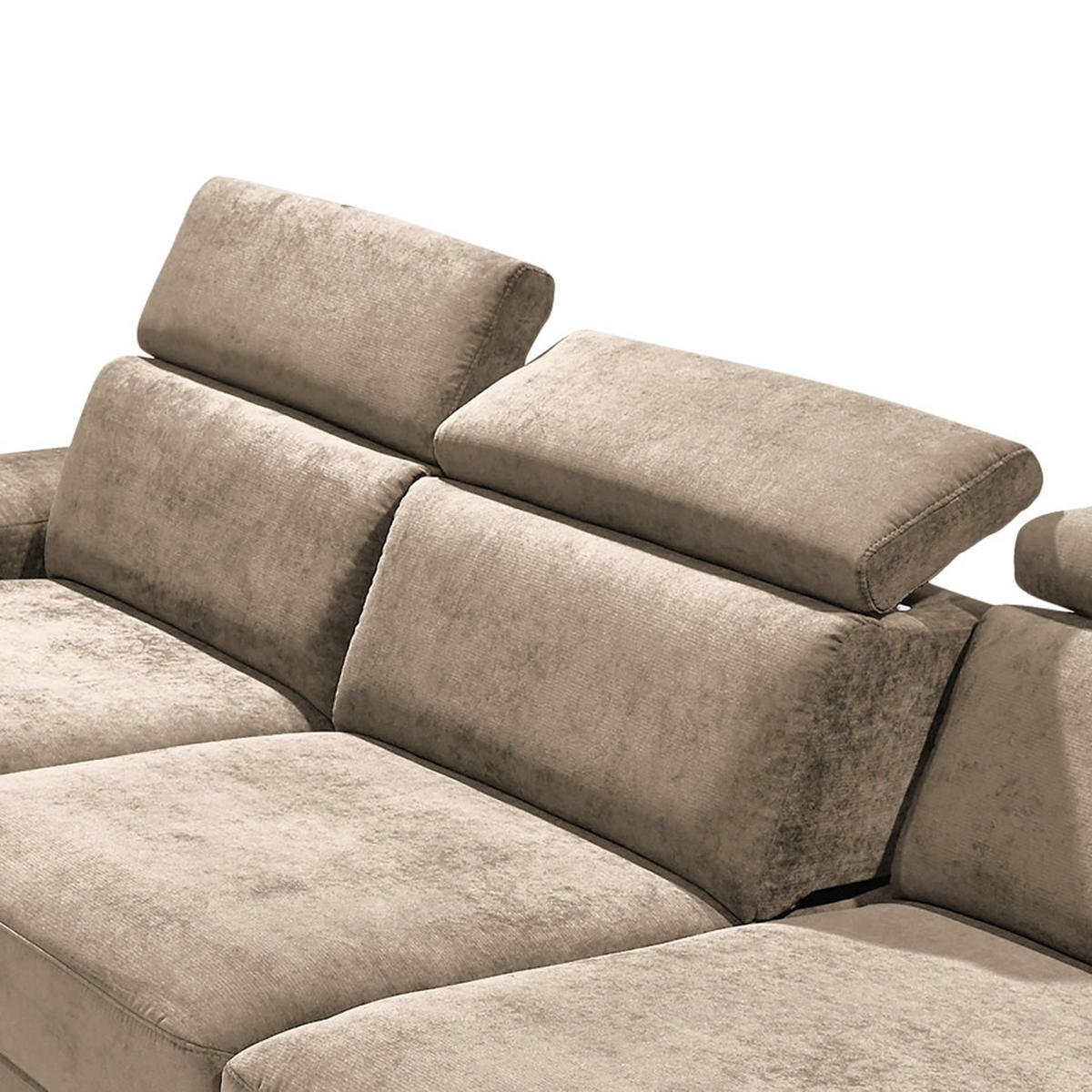 ECKSOFA in Webstoff Schlammfarben  - Schlammfarben/Silberfarben, Konventionell, Textil/Metall (260/82/182cm) - Trendmanufaktur
