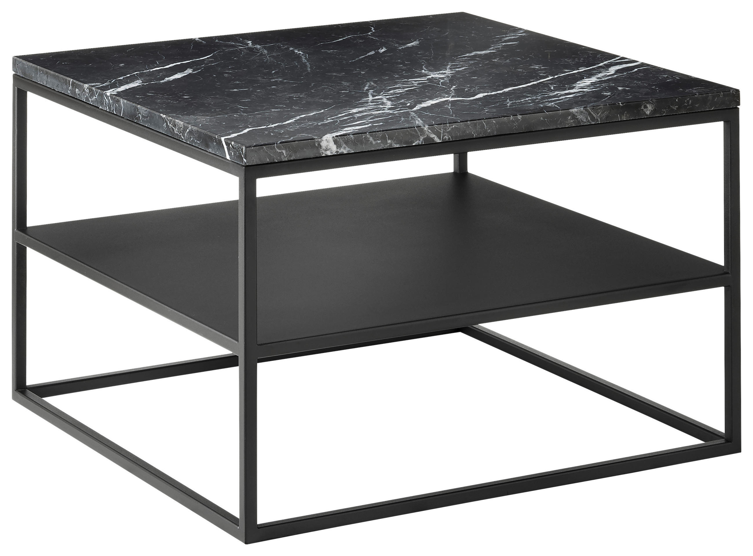 COUCHTISCH Metall 65/65/41,5 cm  - Schwarz, Design, Stein/Metall (65/65/41,5cm) - Johann Jakob