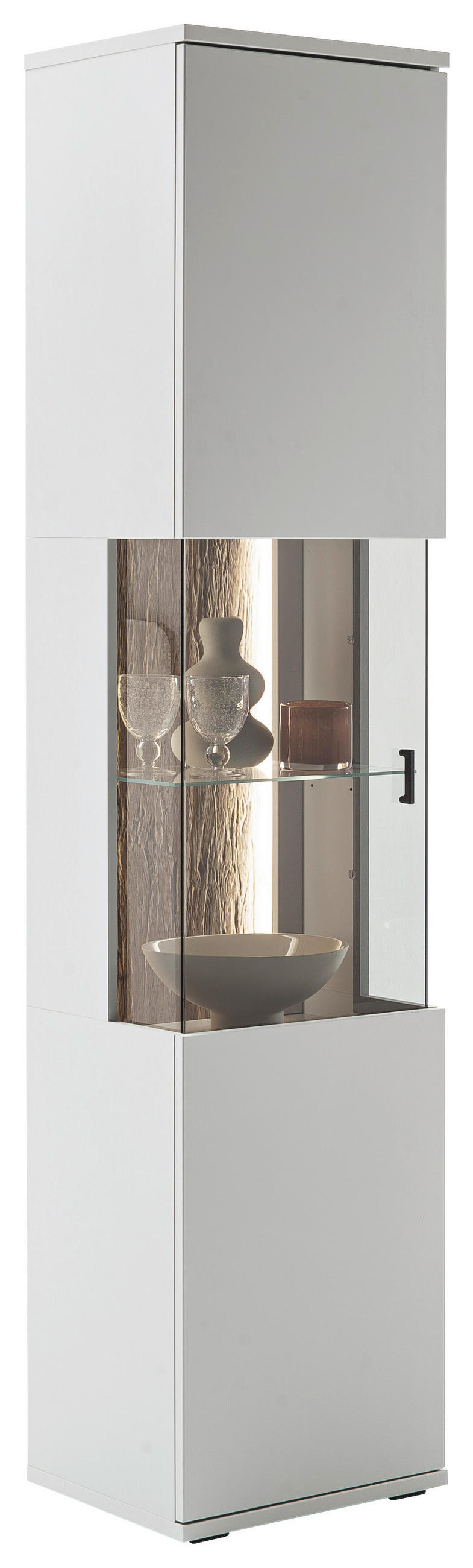 VITRINE Weiss, Eichefarben  45/199/37 cm  - Weiss/Eichefarben, Design, Glas/Holzwerkstoff (45/199/37cm) - Stylife