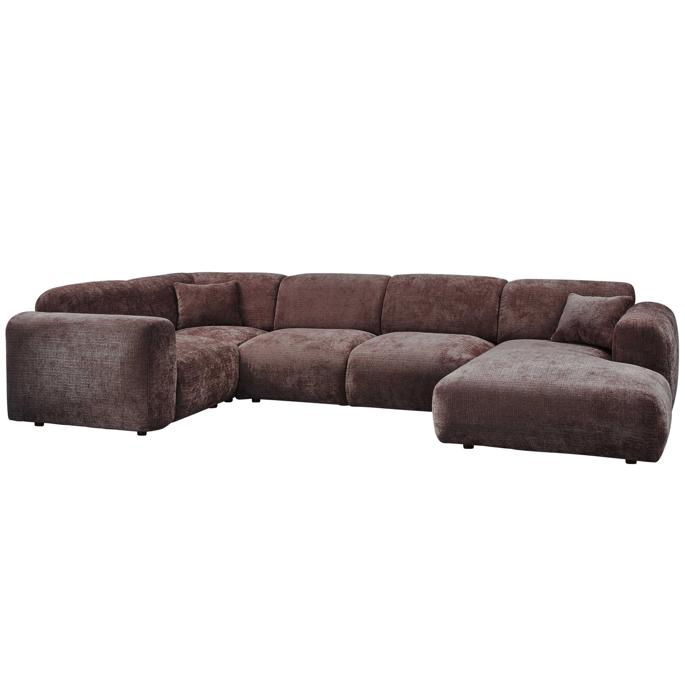 WOHNLANDSCHAFT Braun Chenille - Schwarz/Braun, Design, Kunststoff/Textil (198/345/174cm) - Livetastic