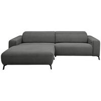 ECKSOFA in Feincord Anthrazit  - Anthrazit/Schwarz, Design, Textil/Metall (172-177/294cm) - Pure Home Lifestyle