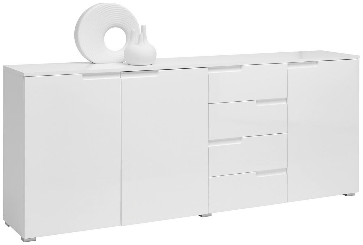 SIDEBOARD Spice  in 195/80/38 cm  - Weiß Hochglanz/Silberfarben, Design, Holzwerkstoff/Kunststoff (195/80/38cm) - Carryhome