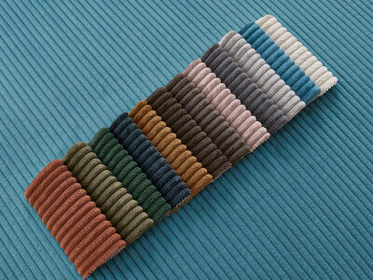 ECKSOFA Ottomane links  ATILLA Hellblau Cord  - Schwarz/Hellblau, MODERN, Kunststoff/Textil (149/244cm)