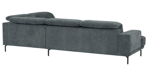 ECKSOFA Grau Chenille Kopfteilverstellung, Sitztiefenverstellung  - Schwarz/Grau, Design, Textil/Metall (307/243cm) - Xora