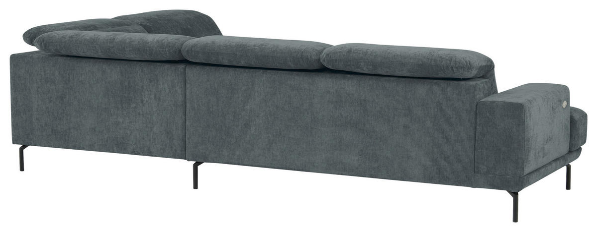 ECKSOFA Grau Chenille Kopfteilverstellung, Sitztiefenverstellung  - Schwarz/Grau, Design, Textil/Metall (307/243cm) - Xora