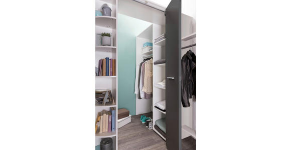 BEGEHBARER ECKSCHRANK Graphitfarben, Weiß 124/199/148 cm  - Alufarben/Graphitfarben, KONVENTIONELL, Holzwerkstoff/Kunststoff (124/199/148cm) - Carryhome