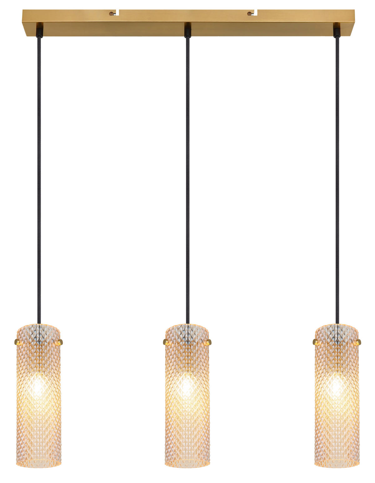 HÄNGELEUCHTE KAROLO 65/8/120 cm   - Goldfarben/Schwarz, KONVENTIONELL, Glas/Textil (65/8/120cm) - Globo