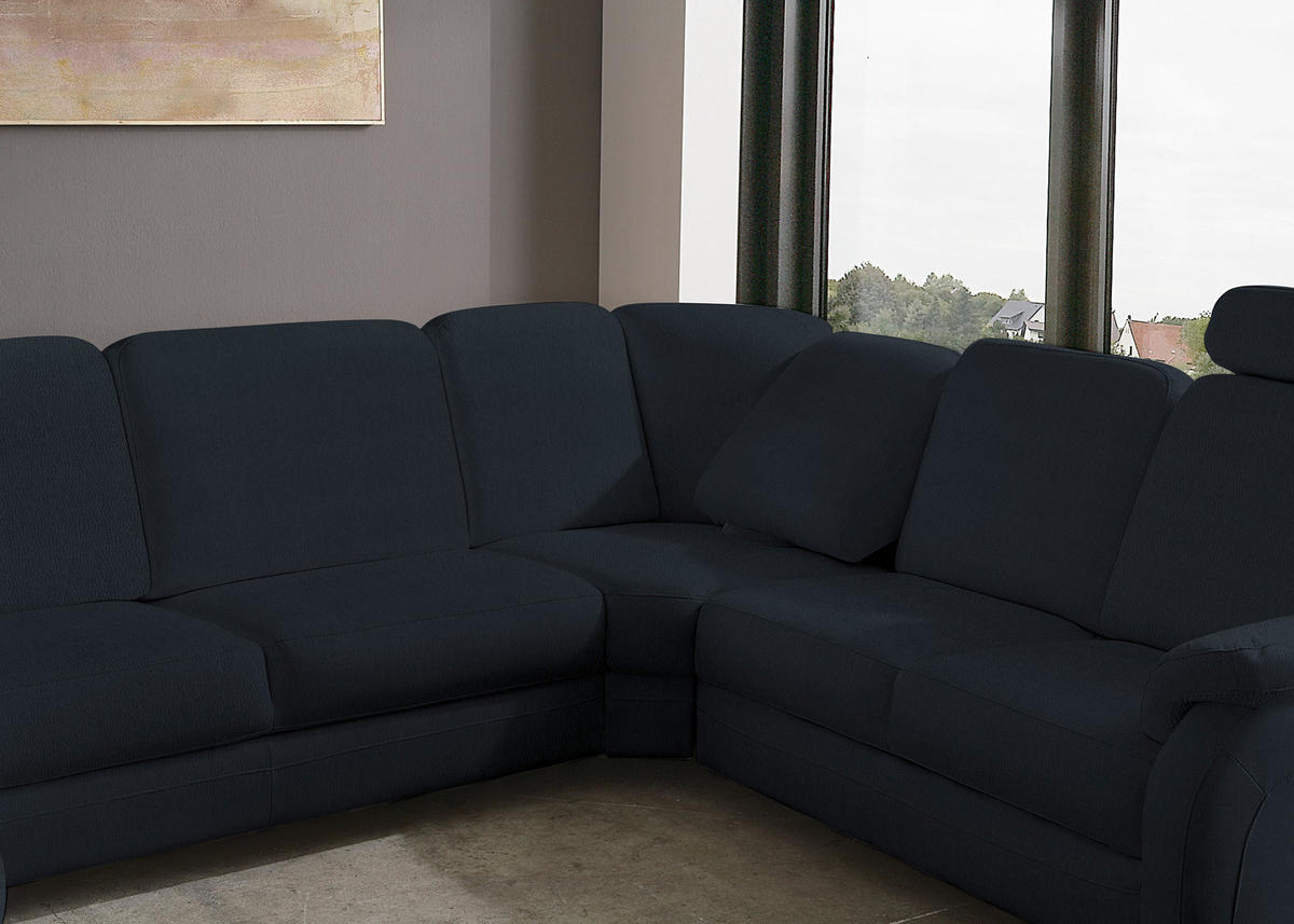 WOHNLANDSCHAFT Echtleder Dunkelblau  - Alufarben/Dunkelblau, Konventionell, Leder/Metall (165/329/239cm) - Beldomo Premium