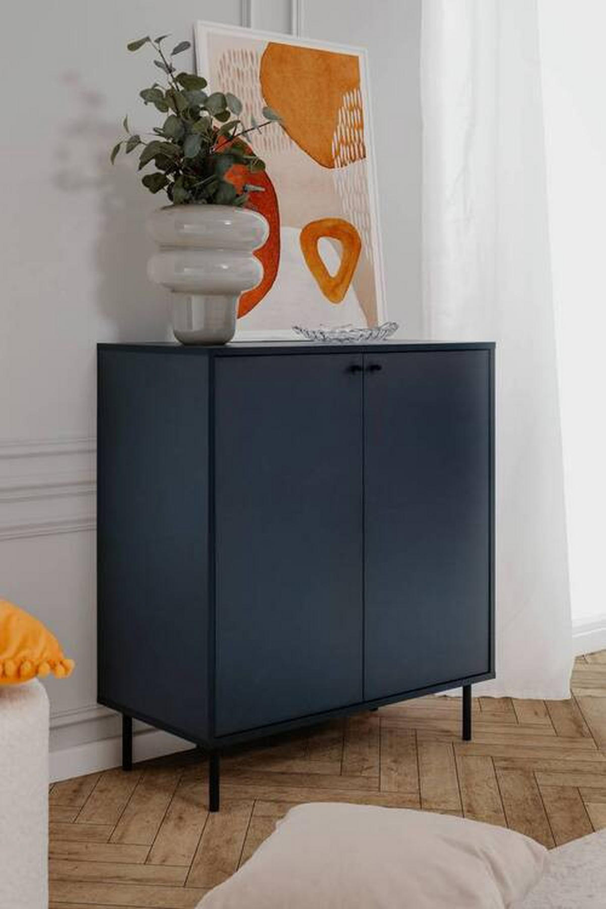 KOMMODE  in 80/90/40 cm  - Schwarz/Dunkelblau, MODERN, Holzwerkstoff/Metall (80/90/40cm) - MID.YOU