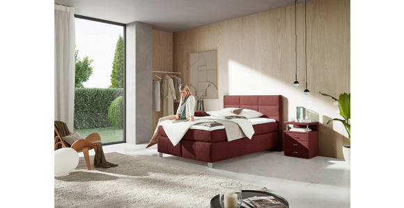 BOXSPRINGBETT 140/200 cm  in Rotbraun  - Rotbraun/Alufarben, KONVENTIONELL, Textil/Metall (140/200cm) - Dieter Knoll