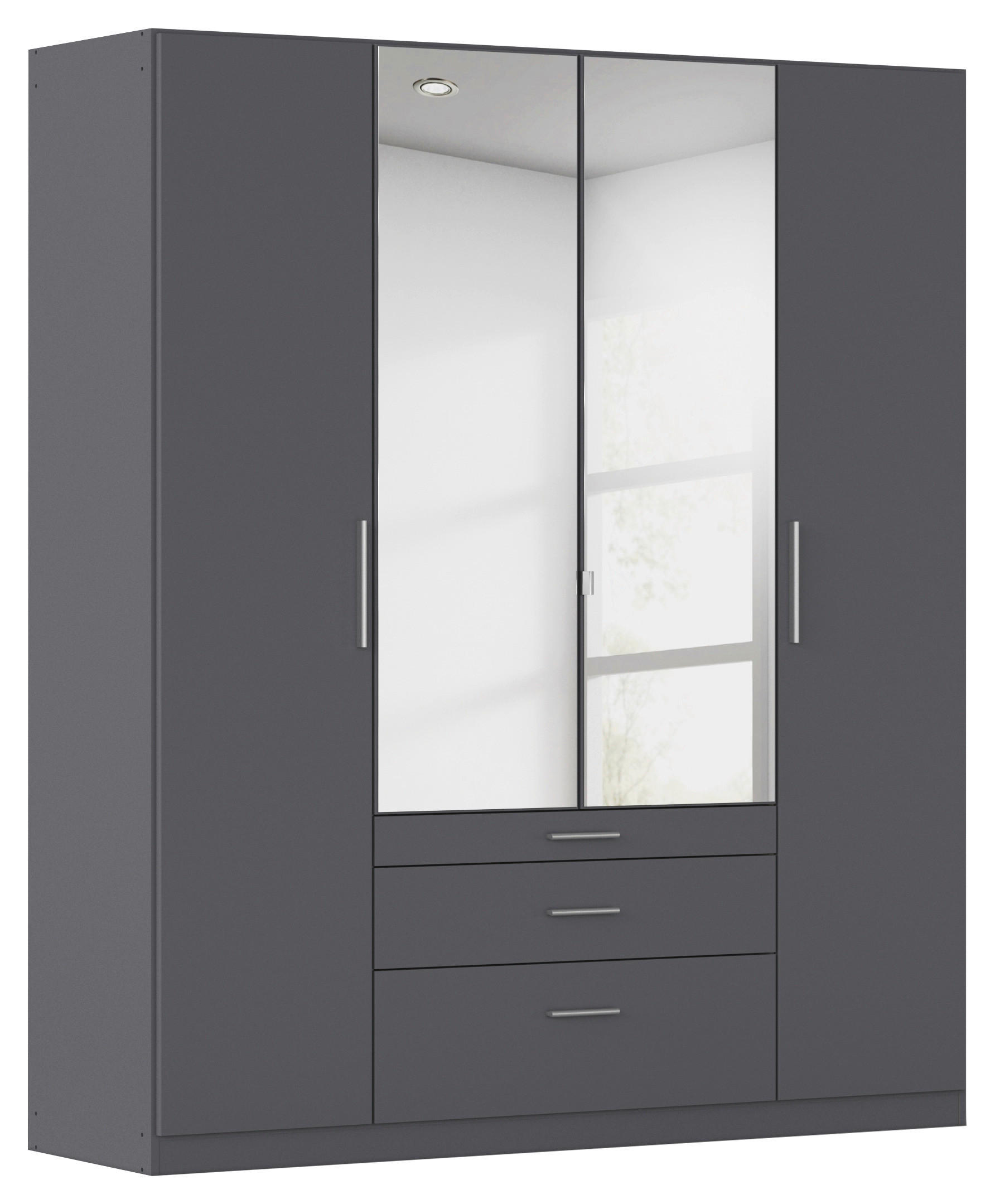 DREHTÜRENSCHRANK 181/210/54 cm,  in Grau, 4 Tür(en)  - Alufarben/Grau, KONVENTIONELL, Glas/Holzwerkstoff (181/210/54cm) - home24
