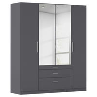 DREHTÜRENSCHRANK 181/210/54 cm,  in Grau, 4 Tür(en)  - Alufarben/Grau, KONVENTIONELL, Glas/Holzwerkstoff (181/210/54cm) - home24