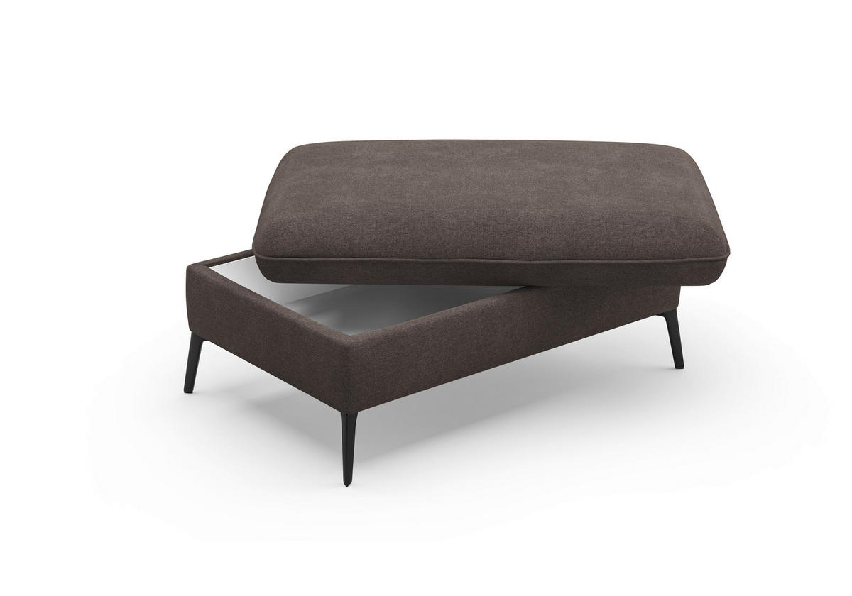 HOCKER in Textil Graphitfarben  - Creme/Schwarz, Konventionell, Textil/Metall (104/47/69cm) - Sit & More