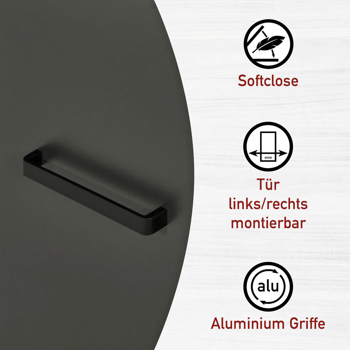 KÜCHENLEERBLOCK   in Anthrazit, Eiche Artisan  - Anthrazit/Schwarz, MODERN, Glas/Holzwerkstoff (430/167/60cm) - home24
