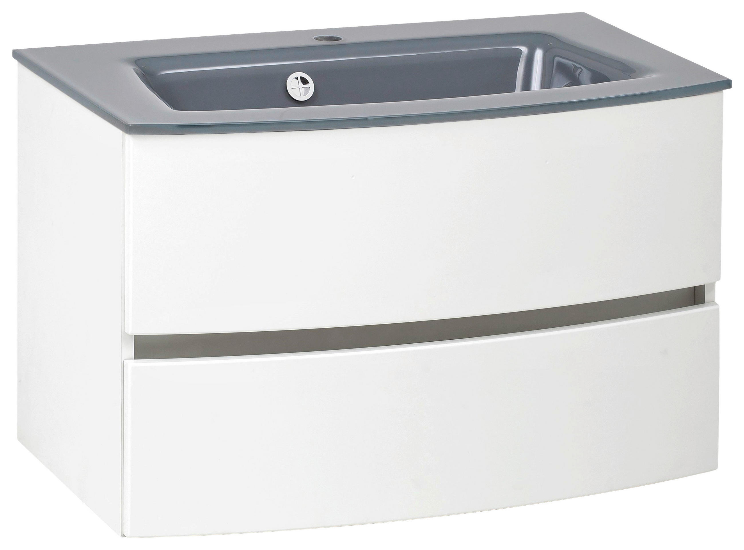 WASCHTISCHKOMBI 80 cm - Weiss/Grau, Konventionell, Glas/Holzwerkstoff (80cm) - Held