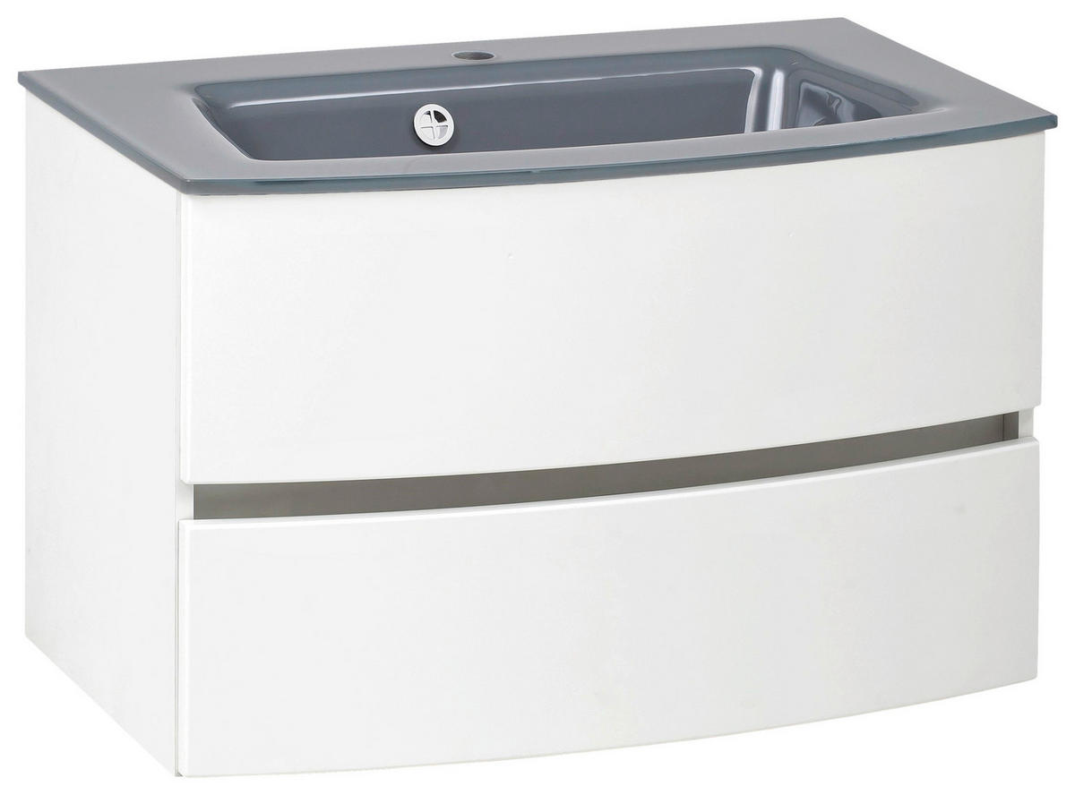 WASCHTISCHKOMBI 80 cm  - Weiss/Grau, Konventionell, Glas/Holzwerkstoff (80cm) - Held