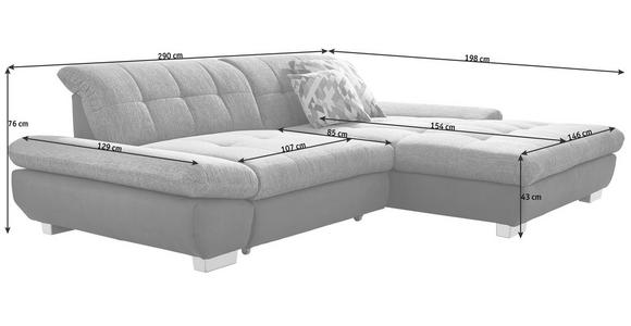 ECKSOFA in Mikrofaser Anthrazit  - Anthrazit/Schwarz, Design, Textil/Metall (290/198cm) - Xora