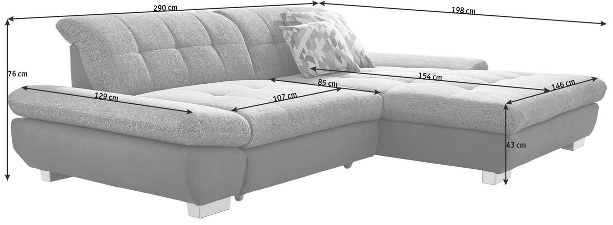 ECKSOFA in Mikrofaser Hellbraun  - Hellbraun/Schwarz, Design, Textil/Metall (290/198cm) - Xora