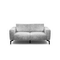 2-SITZER-SOFA Samt Hellgrau  - Hellgrau/Schwarz, Design, Textil/Metall (180/86/86-94cm) - SENSOO