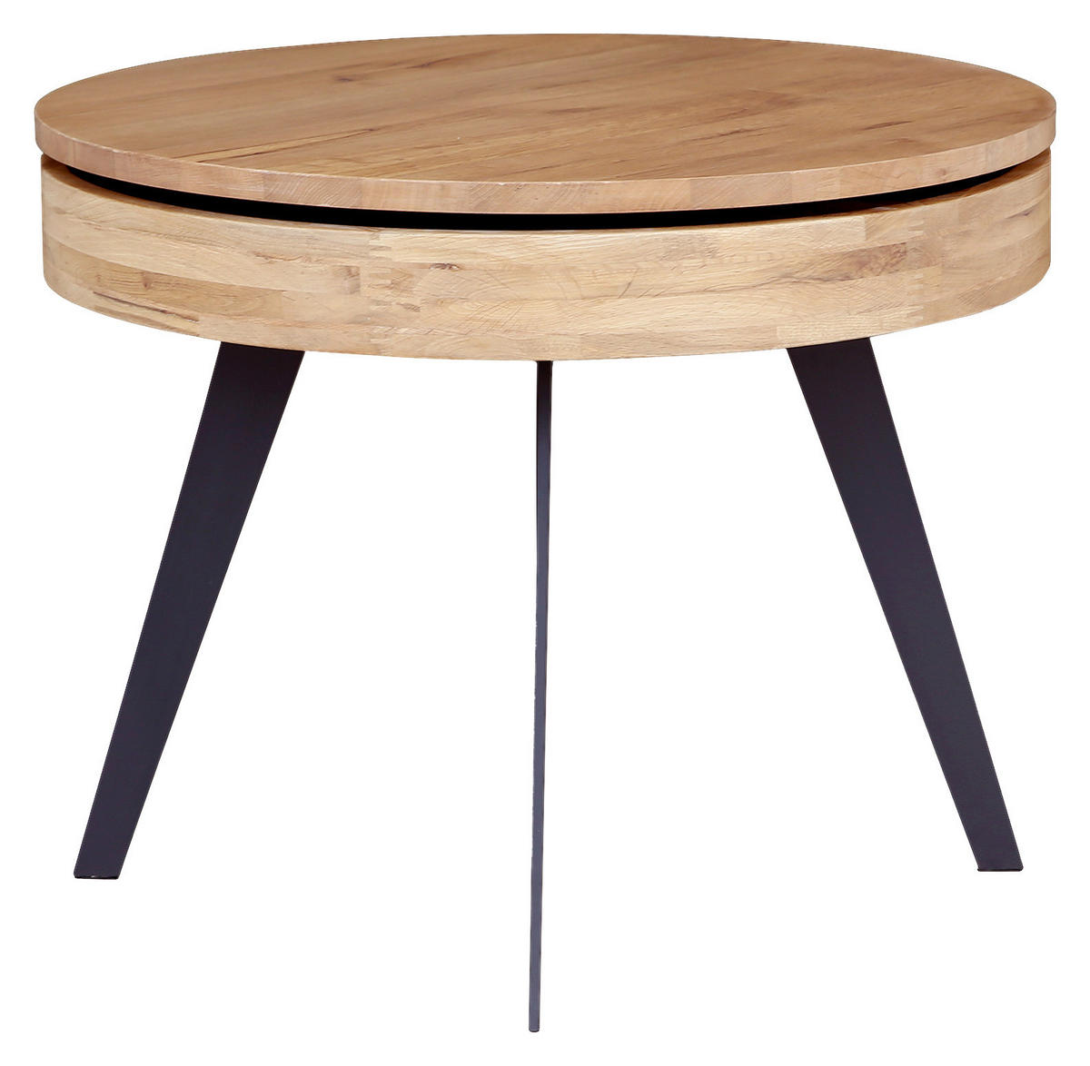 COUCHTISCH Eiche furniert, Sperrholz rund Naturfarben, Schwarz  - Schwarz/Naturfarben, MODERN, Holz/Holzwerkstoff (70/56cm) - Livetastic