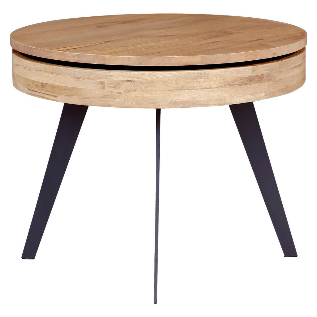 Thumbnail - Livetastic Couchtisch, Natur, Schwarz, Holz, Metall, Holzwerkstoff, Eiche, furniert, Sperrholz, rund, konisch, 56 cm, St...