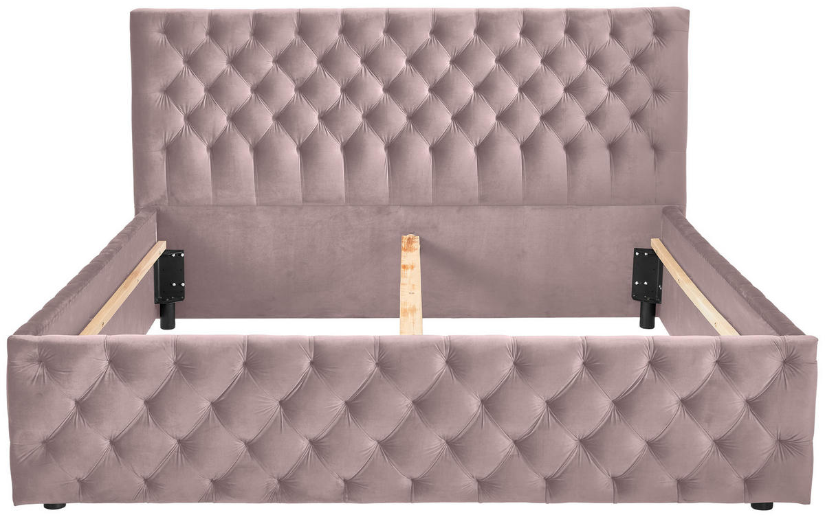 POLSTERBETT 140/200 cm,  in Flieder, gepolstertes Kopfteil,  - Flieder/Schwarz, KONVENTIONELL, Kunststoff/Textil (140/200cm) - home24