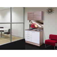 MINIKÜCHE 100 cm   in Weiß, Sonoma Eiche  - Alufarben/Weiß, MODERN, Holzwerkstoff/Kunststoff (100cm) - FlexWell