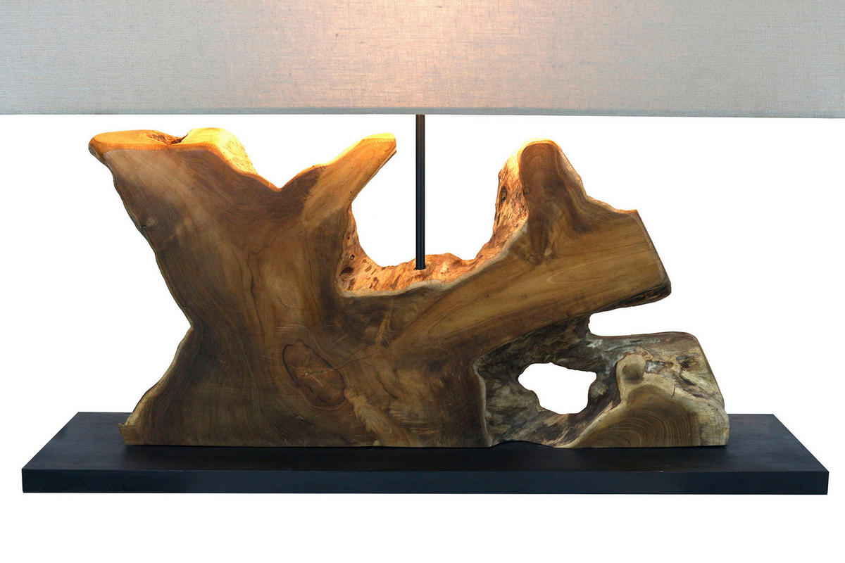 TISCHLEUCHTE 80/59/20 cm   - Beige/Schwarz, Design, Holz/Textil (80/59/20cm) - P & B