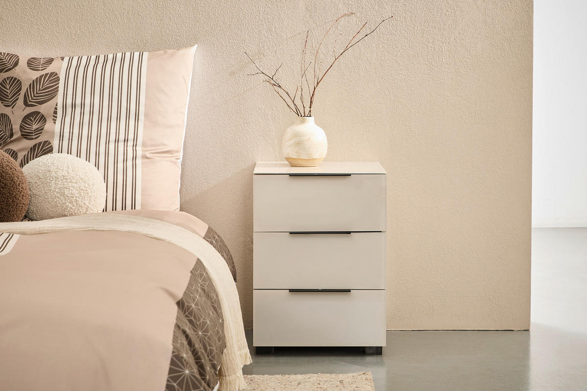 NACHTSCHRANK 45/62/42,3 cm  - Kaschmir/Schwarz, Design, Glas/Holzwerkstoff (45/62/42,3cm) - Novel