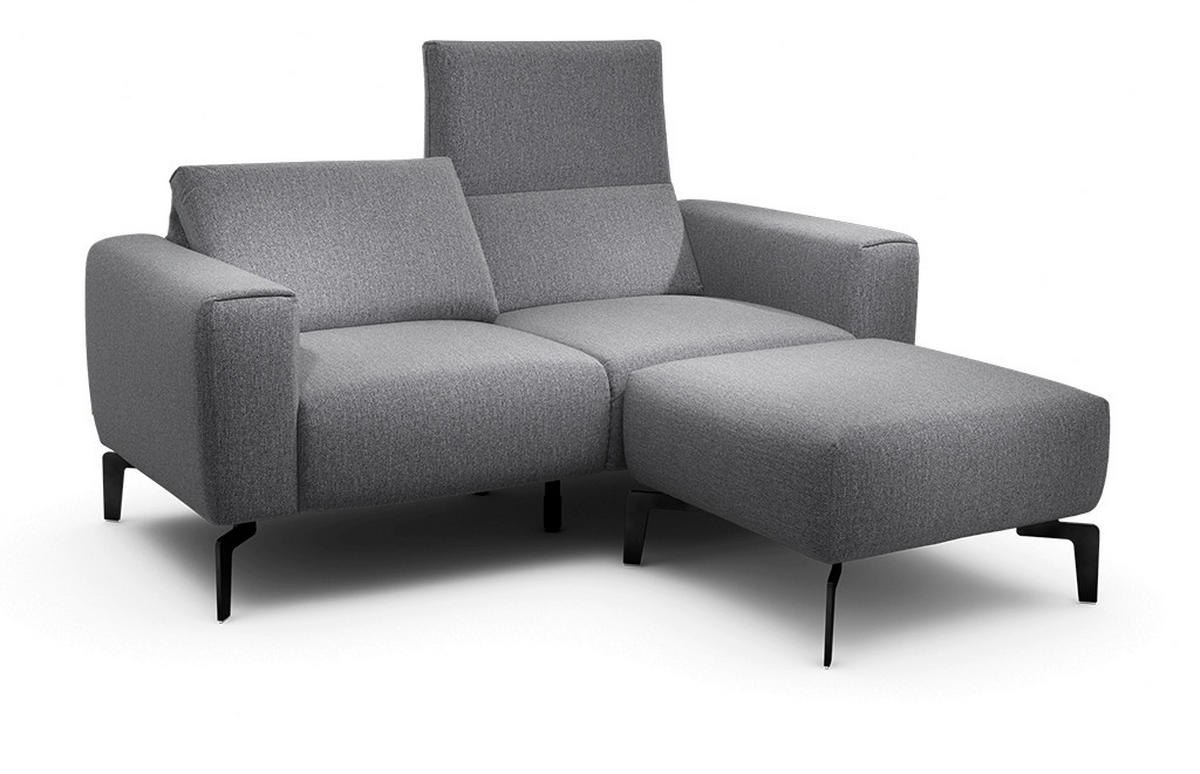 Zweisitzer inkl. Hocker Chenille Anthrazit  - Anthrazit/Schwarz, Design, Textil/Metall (180/86/86-94cm) - SENSOO