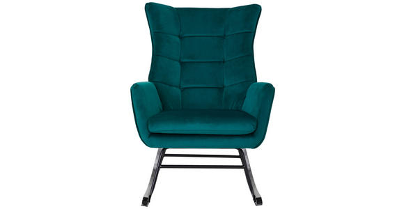 SCHAUKELSTUHL in Samt Grün, Schwarz - Schwarz/Grün, Trend, Holz/Textil (96/89/68cm) - Xora