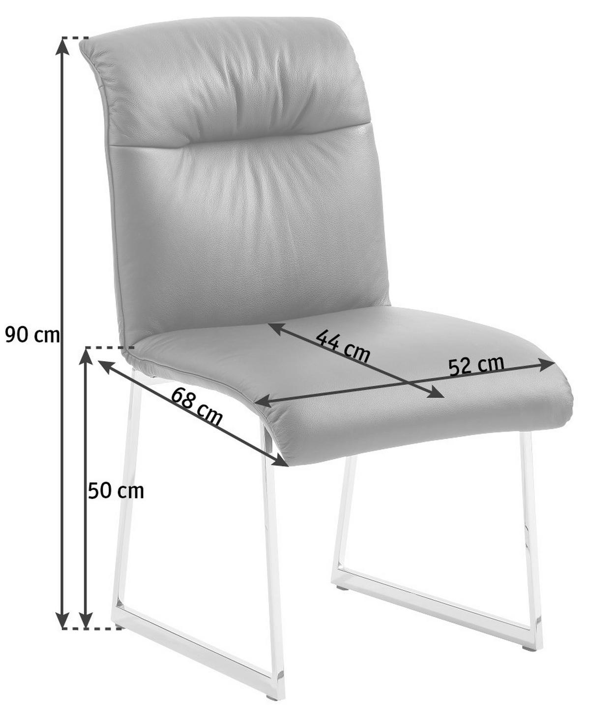STUHL  in Edelstahl Echtleder pigmentiert Metall, Leder  - Edelstahlfarben/Schwarz, Design, Leder/Metall (52/90/68cm) - Joop!