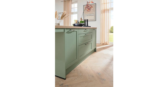 EINBAUKÜCHE   - Eukalyptusholzfarben/Grün, Design, Holzwerkstoff - Novel