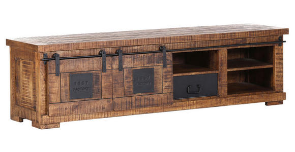 LOWBOARD in 180/50/45 cm - Schwarz/Naturfarben, LIFESTYLE, Holz/Metall (180/50/45cm) - Landscape