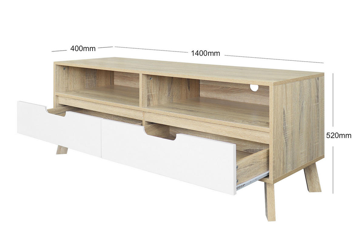 LOWBOARD  in 140/52/40 cm  - Naturfarben/Weiß, Design, Holzwerkstoff (140/52/40cm) - Livetastic