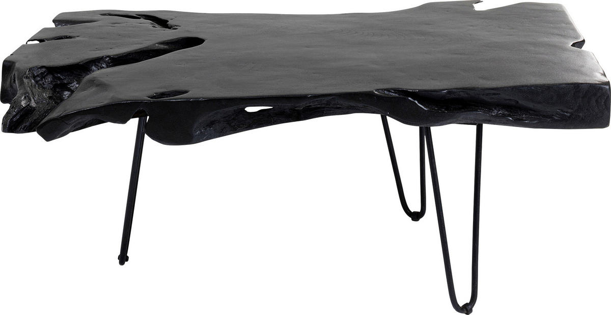 COUCHTISCH Teakholz massiv 100/40/40 cm Freiform Schwarz  - Schwarz, Design, Holz/Metall (100/40/40cm) - Kare-Design