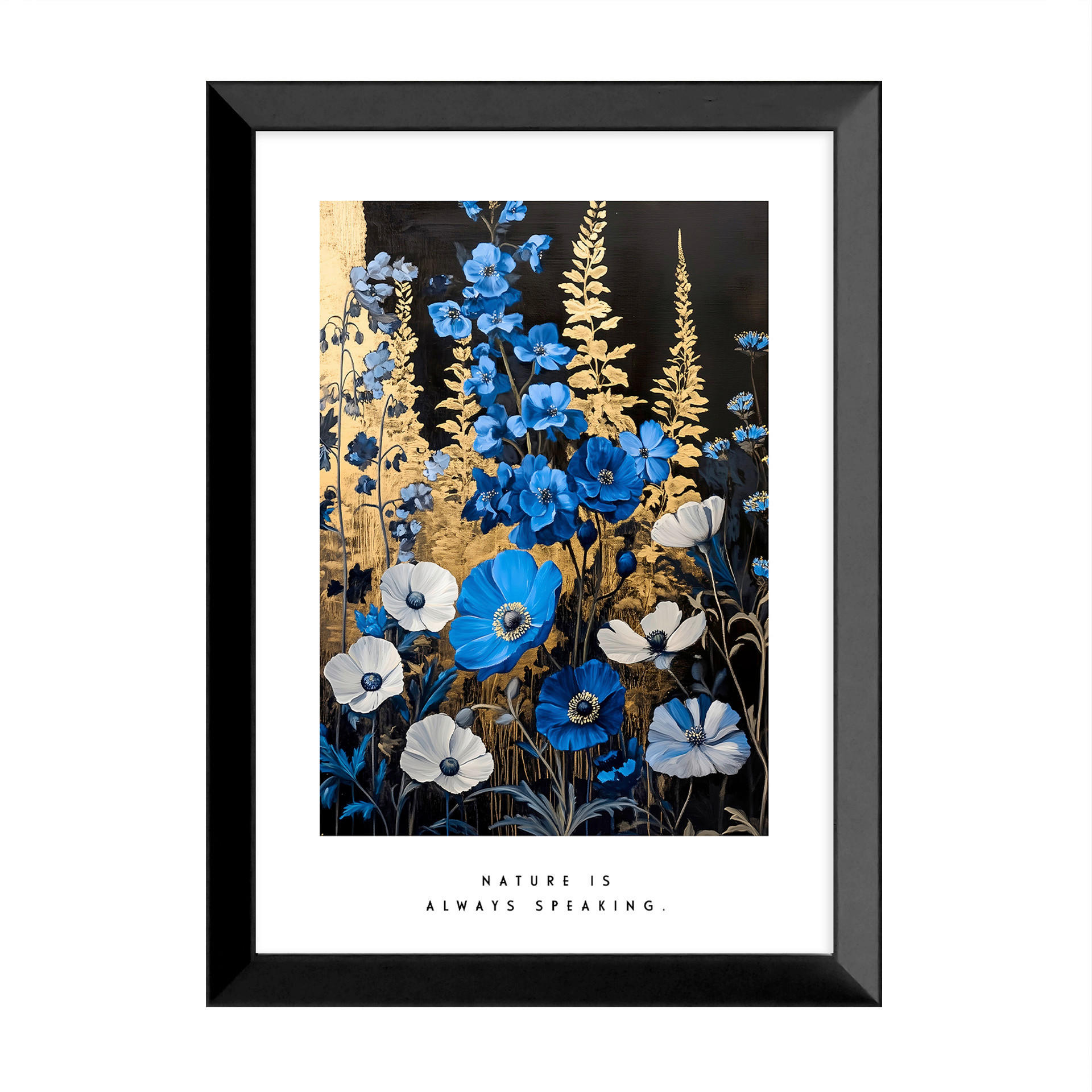 DRUCKGRAFIK Blumen  - Multicolor/Schwarz, Basics, Holz/Papier (75/56/3cm)