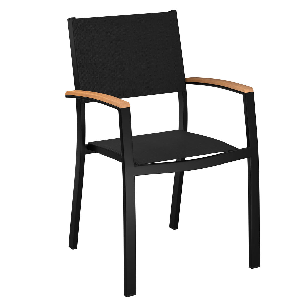 STAPELSESSEL in Holz, Metall, Textil Schwarz, Teakfarben  - Schwarz/Teakfarben, Konventionell, Holz/Textil (60/88,5/58cm) - Ambia Garden