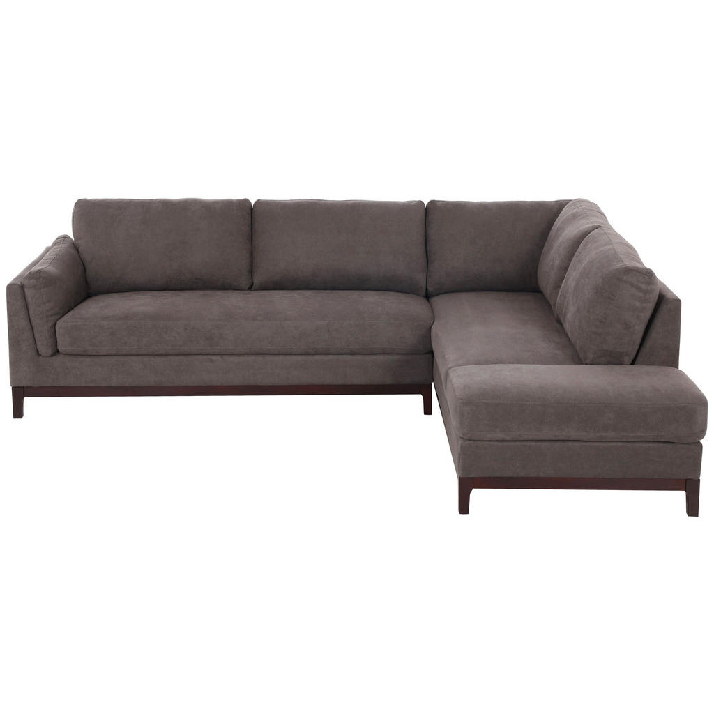 Thumbnail - Mid.you Ecksofa, Grau, Textil, Kautschukholz, massiv, 4-Sitzer, Füllung: Polyester, L-Form, Ottomane rechts, 278x210 cm,...