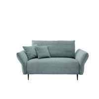 2-SITZER-SOFA in Cord Hellblau  - Schwarz/Hellblau, Design, Textil/Metall (163/97/102cm) - Livetastic