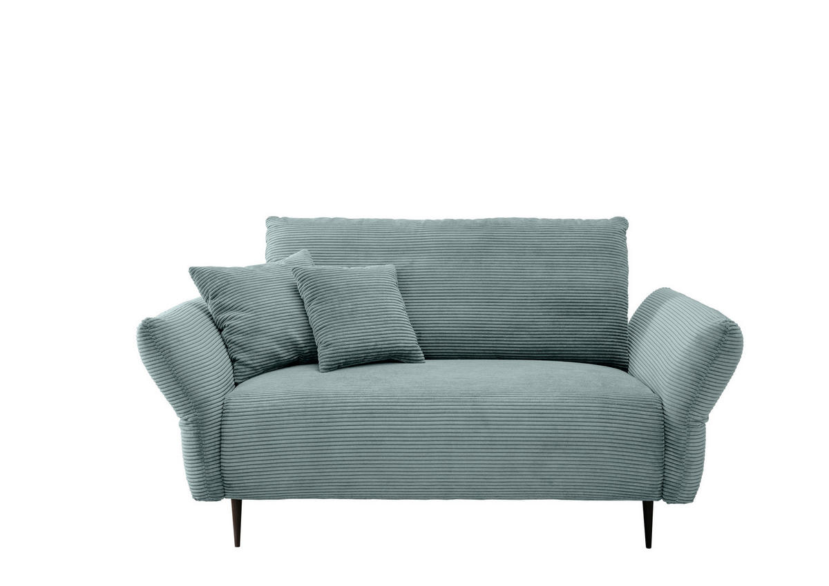 2-SITZER-SOFA in Cord Hellblau  - Schwarz/Hellblau, Design, Textil/Metall (163/97/102cm) - Livetastic