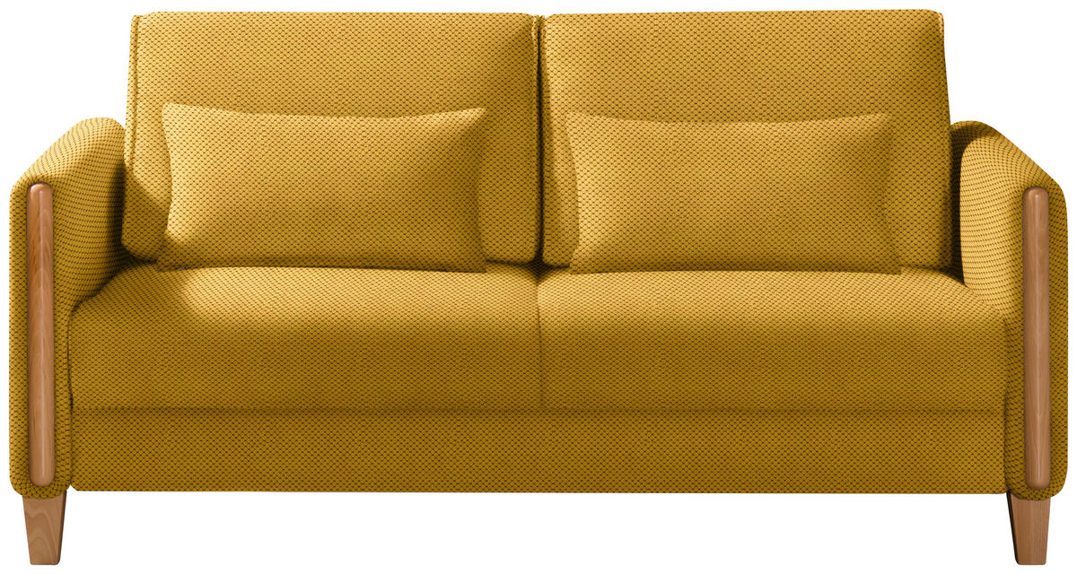 SCHLAFSOFA in Webstoff Buchefarben, Currygelb  - Currygelb/Buchefarben, Design, Holz/Textil (174/88/104cm) - Niels Andersson
