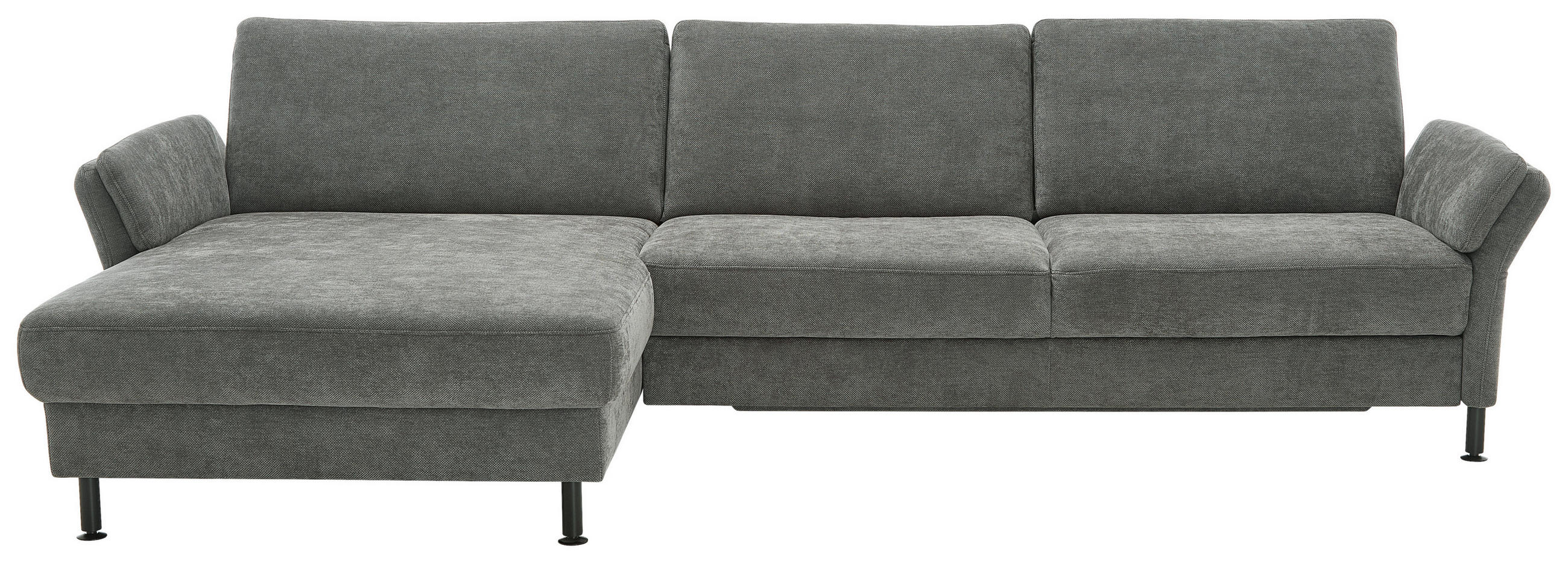 ECKSOFA Dieter Knoll Dunkelgrau Chenille, Flachgewebe  - Dunkelgrau/Schwarz, Design, Textil/Metall (175/316cm) - Dieter Knoll