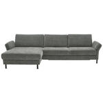 ECKSOFA Dieter Knoll in Chenille, Flachgewebe Dunkelgrau  175/316 cm  - Dunkelgrau/Schwarz, Design, Textil/Metall (175/316cm) - Dieter Knoll