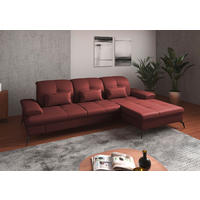 ECKSOFA in Vliesstoff Kombination Echtleder/Stoff Rotbraun  - Rotbraun/Schwarz, Konventionell, Leder/Textil (279/185cm) - Sit & More